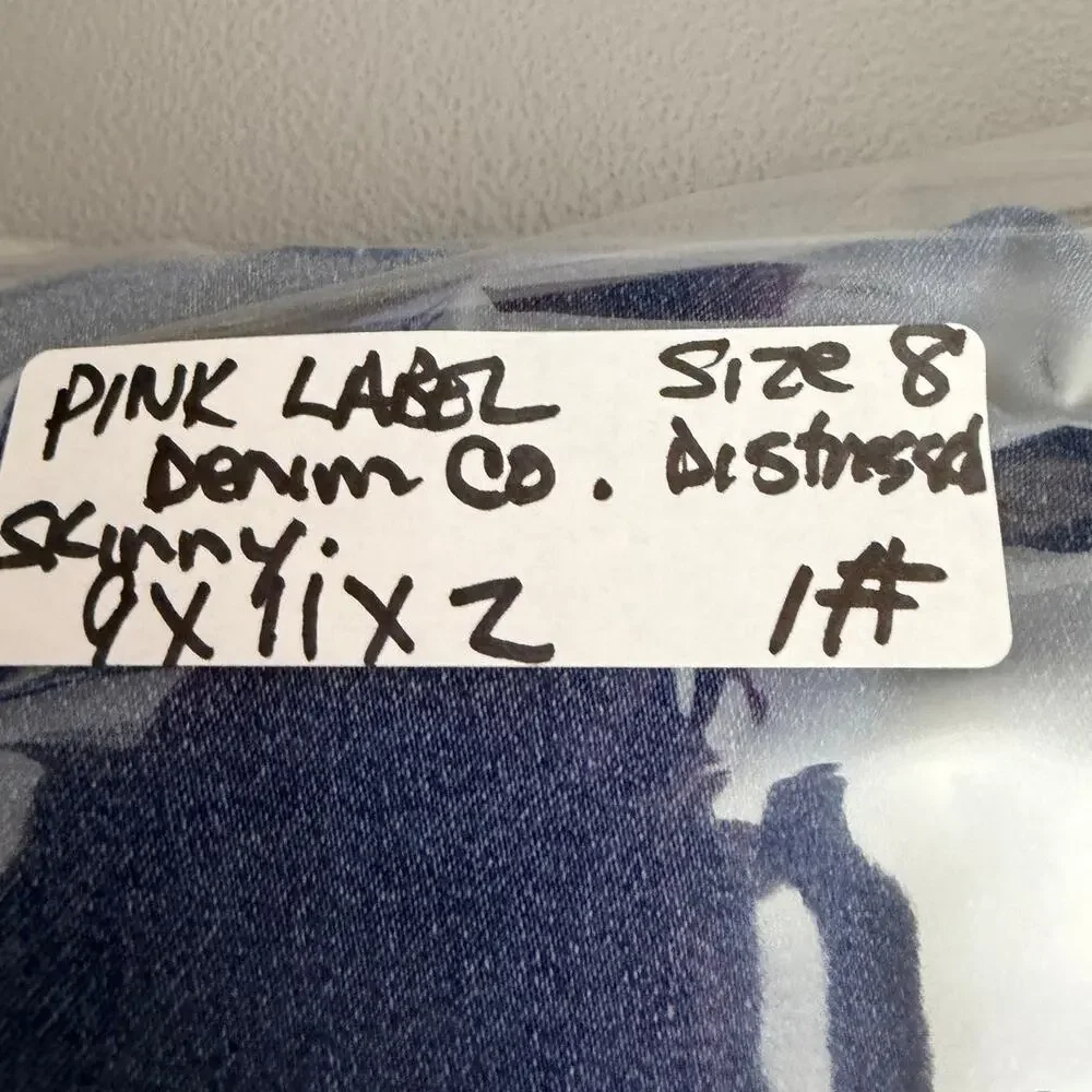 Pink Label Denim Co High Rise Skinny Jeans Size 8 Stretch Blue Denim